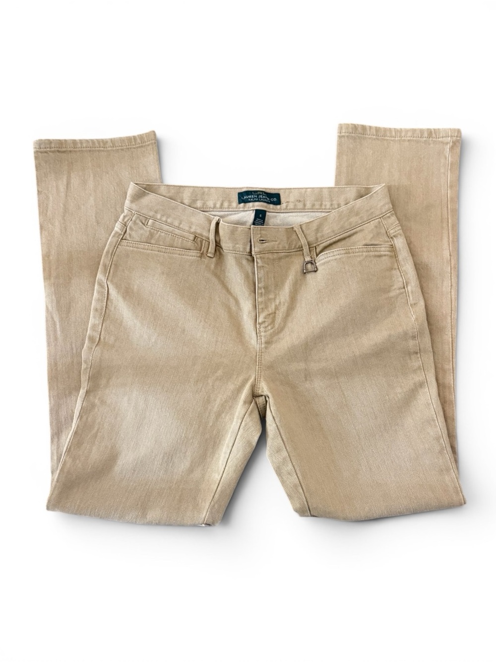 Lauren Ralph Lauren Tan Straight-Leg Khaki Riding Jeans